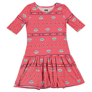 Star Wars Girls 7/8 Grogu Mandalorian Pink Dress Disney Play Cosplay Costume EUC